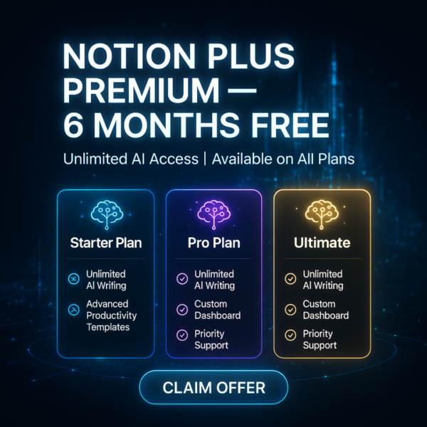 Notion 6 months Plus Plan + unlimited AI